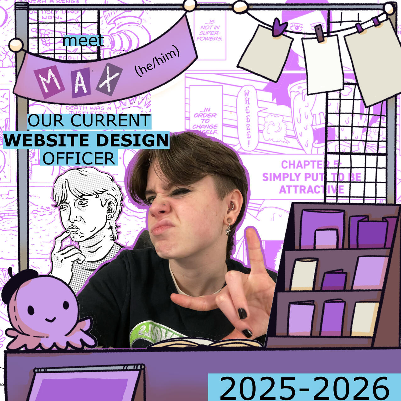 Max Fouke; he/him Website Designer, Comics '27